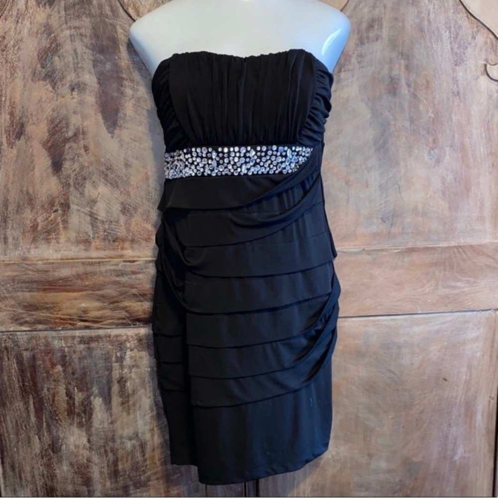 Torrid Black Strapless Dress with Silver Accents